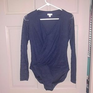 Xhilaration navy blue lace body suit